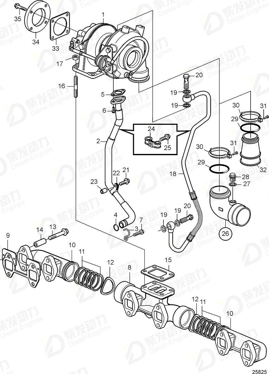 VOLVO Turbocharger 3801435 Drawing